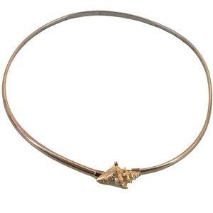 Vintage Signed Gold Tone Conch Shell Snake Stretch Belt | Small 24-26"